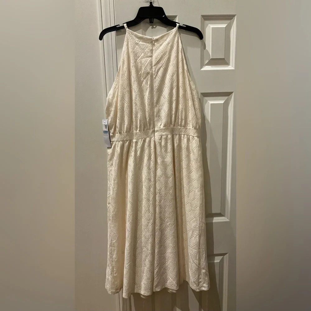 NWT London Times Off-White Diamond Lace Midi Sleeveless Dress (16) - Picture 5 of 8